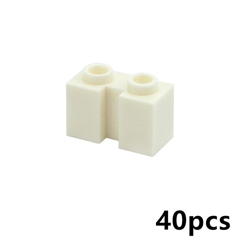 40Pcs MOC Bricks Special Series Parts Thick Brick 1 X 2 with Groove Building Blocks Particels DIY Toys Gifts Compatible 4216