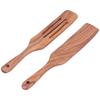 2pcs Slotted Turner Spatula Simple Wooden Spatula with Long Handlefor Cooking Salad Mixing