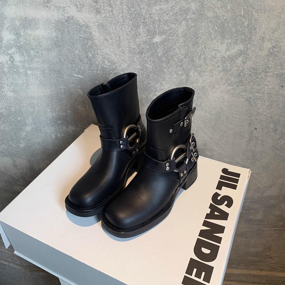 

Новые высокие сапоги-ботфорты на толстом каблуке женские кожаные ретро коричневые сапоги-локомотивы высокие сапоги сапоги в стиле вестерн сапоги ковбойские одинарные 35