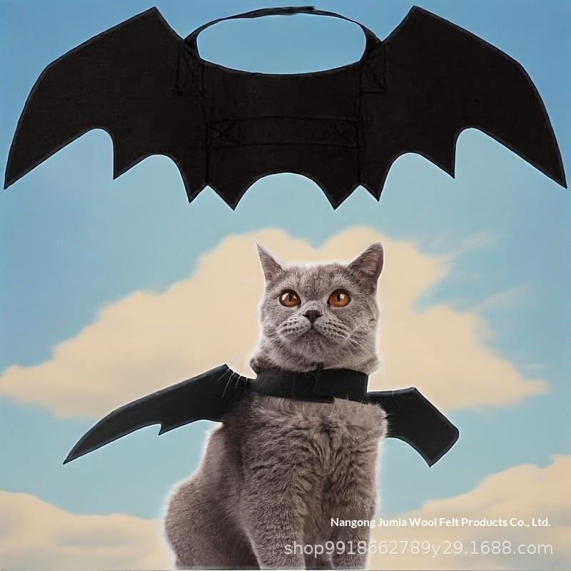 Cat Bat Wings Costume Adjustable Strap Portable Soft Felt Pet Outfit for Halloween Cosplay Travel Pet Photo Shoots