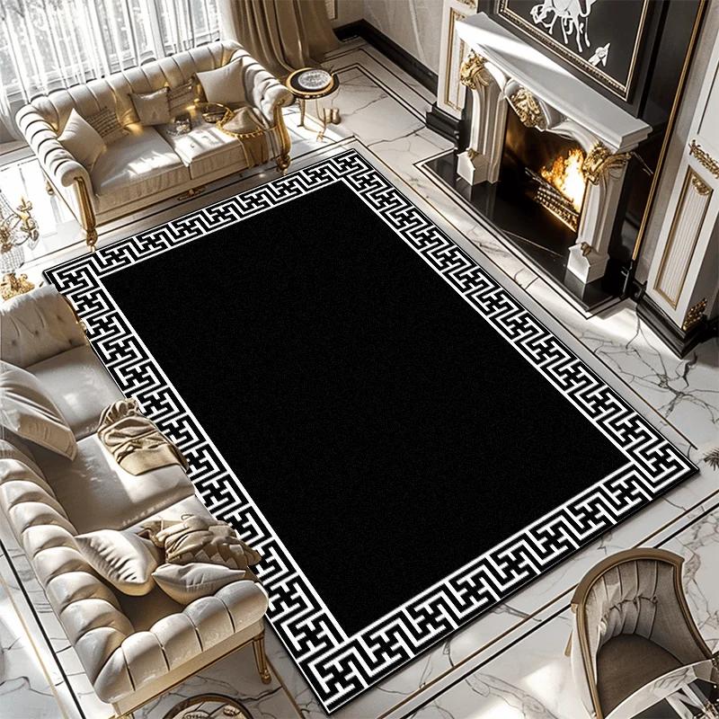 Modern Simple Household Mat Soft Luxury Carpets for Living Room Non-slip Bedroom Luxury Decoration Tapetes Black 160x230cm Rug