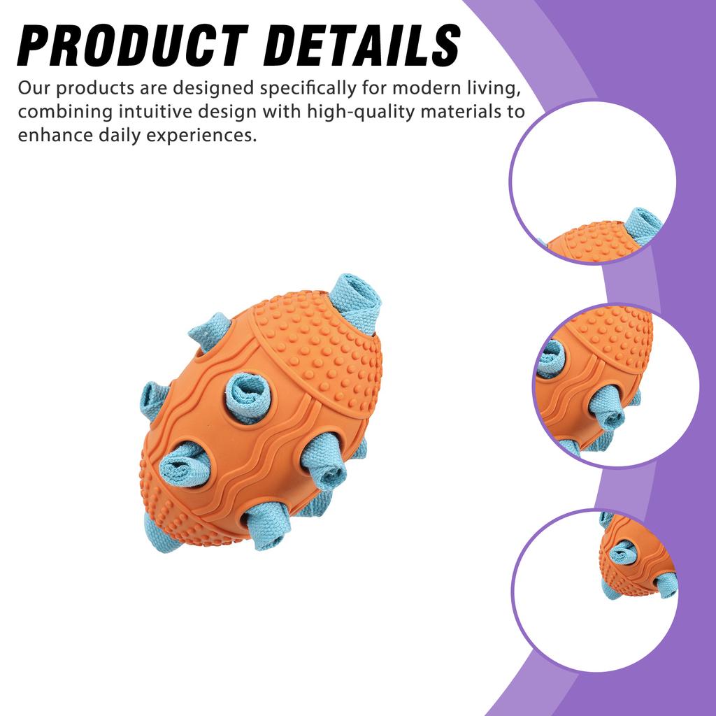 Dog Food Dispensing Toy Olive Shaped Durable Rubber Interactive Puzzle Ball with Crinkle Sound for Medium to Large Dogs