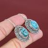 Türkis Ohrring Tibetisch 925 Sterling Silber Ohrring Handgefertigt Eleganter Schmuck Vintage Hängeohrring Echte Edelstein Ohrringe Geschenke für Ehefrau