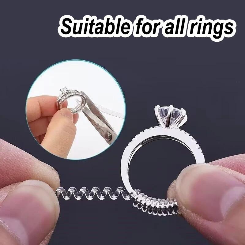 Spiral Based Ring Size Adjuster Transparent Ring Fixed Reducer Anti Lost Tightener Finger Ring Size Resizer Jewelry Guard