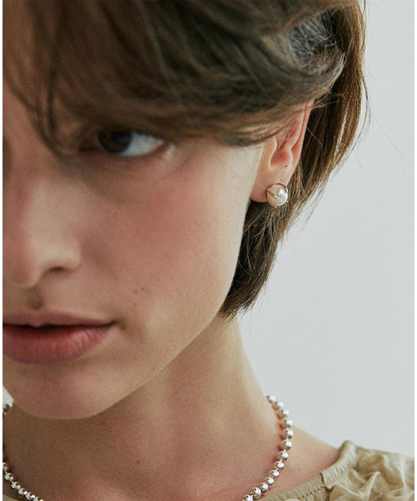 Verte [925 Silver] Deux.Silver.225 / Ecrin Pearl Earring (8Mm)