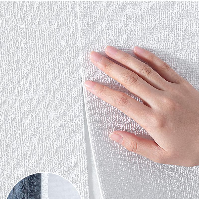 50cmX10m 3D Foam Self-adhesive PVC Linen Solid Color Thickened Waterproof Background Wall Renovation Wallpaper Wall Stickers