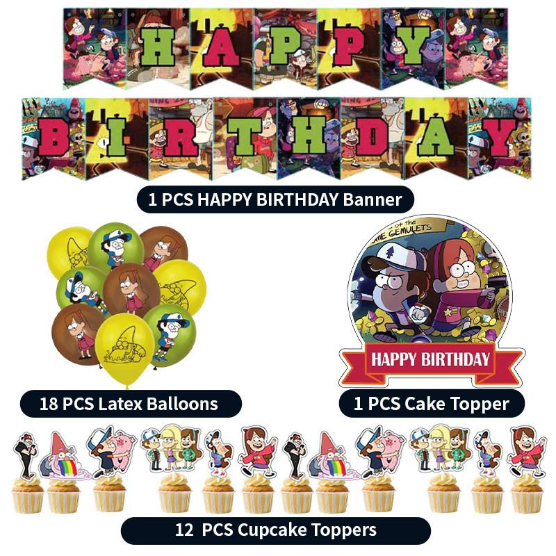 

Гравити Фолз Декор сцены для вечеринки Латексные шары Баннеры Торт Детские топперы