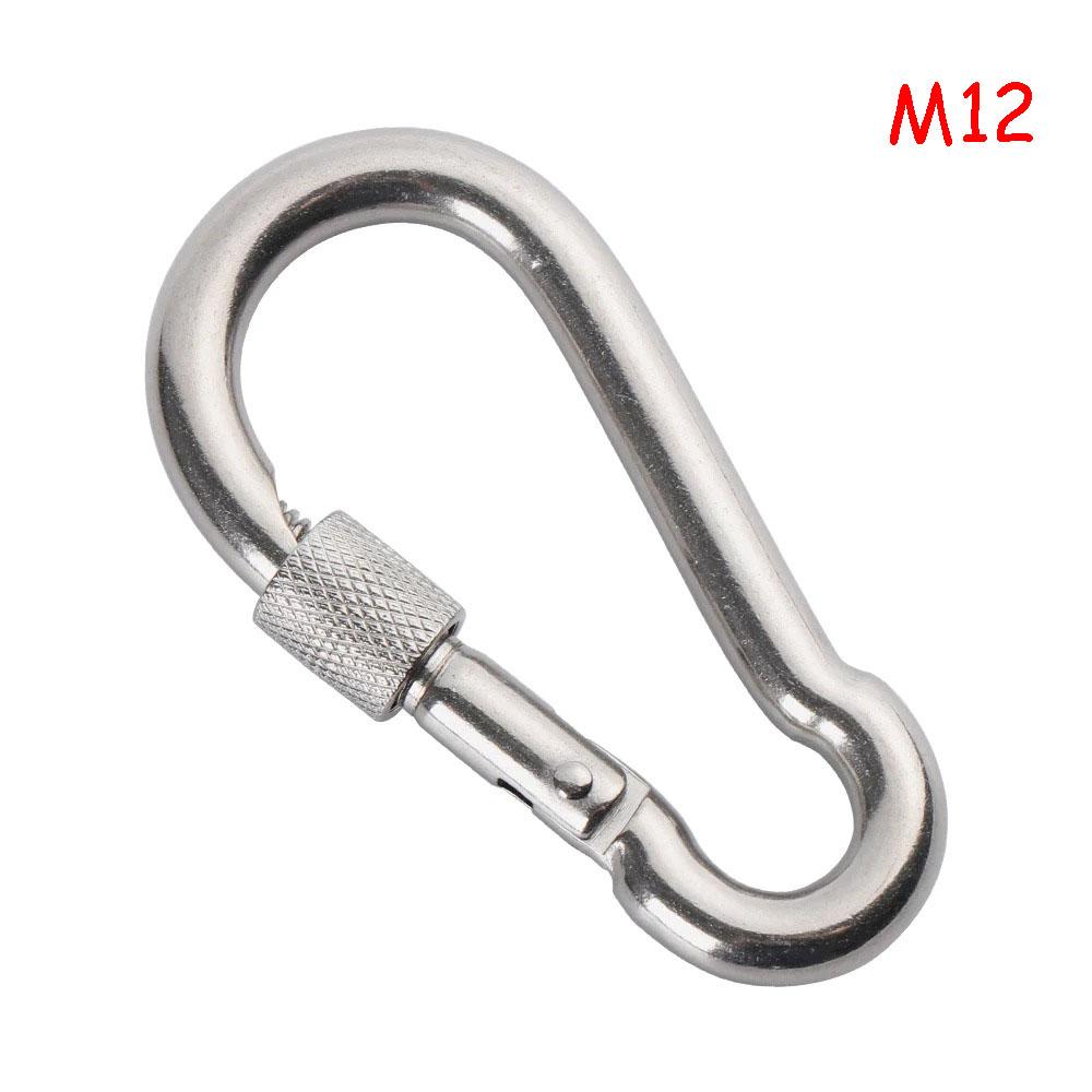 5pcs Stainless Steel Lock Ring M4-M12 Safety Snap Hook Carabiner Spring Snap Quick Link Outdoor Camping Gear Equipment.