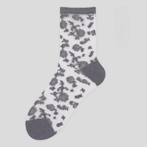 Summer New Style Thin Women's Socks Breathable Ice Silk Flower Crystal Stockings Short Sweat-absorbent Non-slip Cotton Socks Bottom Tube Socks