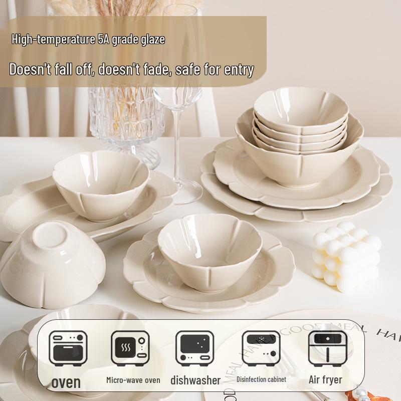 Qiuyue Ceramic Bowl & Plate Set: Family Tableware & B&B Housewarming Gift