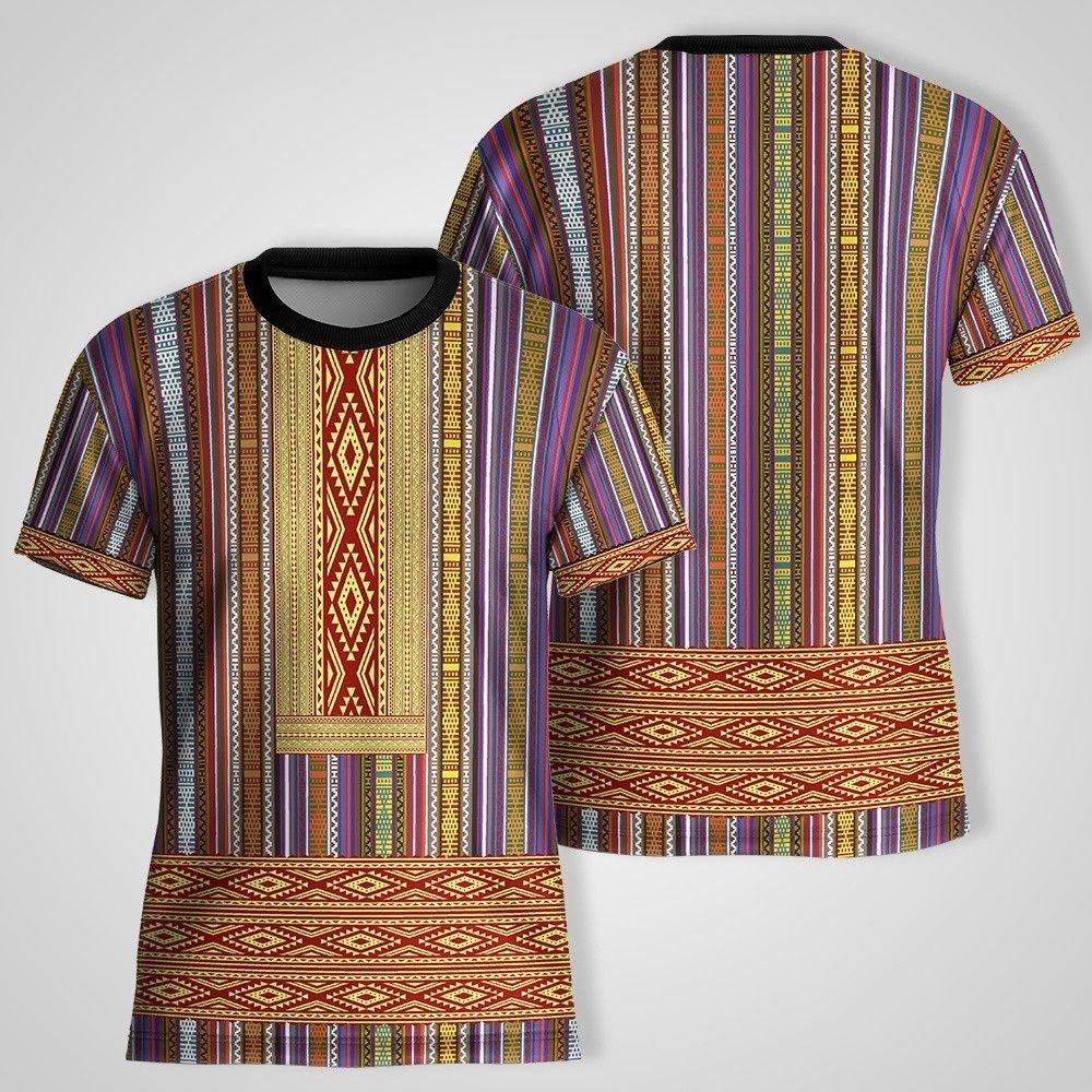

Ethnic Tribal Style Summer Men s Round Neck Vintage Traditional Shirt Strip] Round Neck Loose Oversized Vintage Short Sleeve 6XL