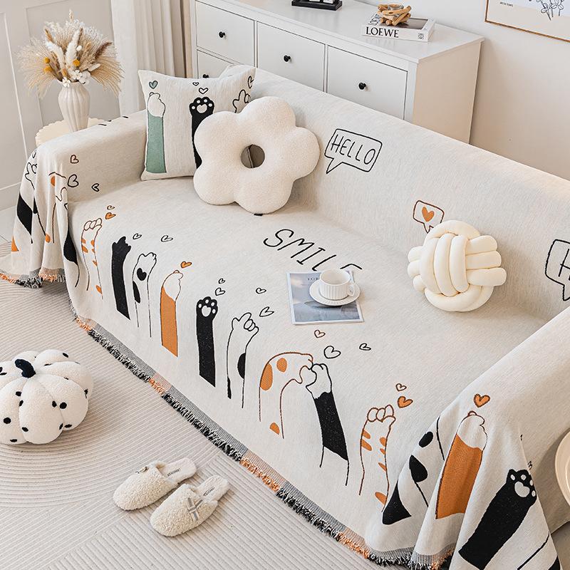 Simple Style Cat's Paw Chenille Sofa Towel Non-Slip Living Room Anti-Scratching Nap Wool Blanket Sofa All-Inclusive Universal