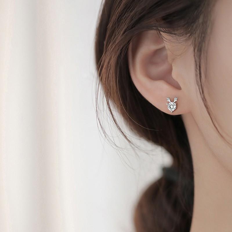 S925 silver-plated stud deer all the way with your stud female simple small cute fashion zircon elk earrings new trend everything