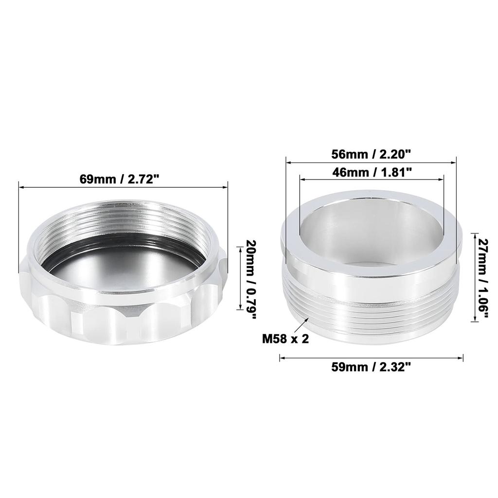 2pc 2" Aluminium Alloy Weld On Filler Neck And Cap Oil, Fuel, Water Tank Silver