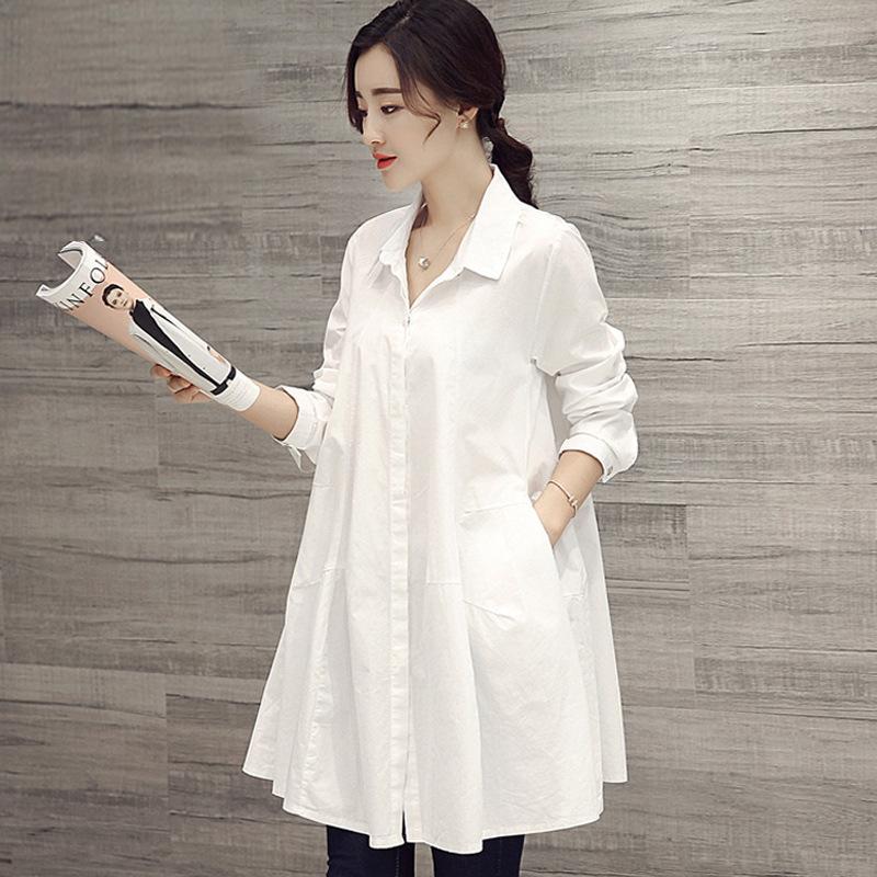 Women's 2025 Spring/Summer Loose-Fit Long Sleeve White Shirt: Trendy Korean Style, Versatile Oversized Design