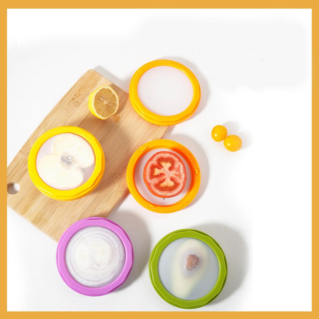 4PCS Fruit Storage Box Silicone Reusable Airtight Vegetables Storage Containers for Fridge Garlic Onions Lemon