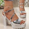 Fashion Sexy Solid Open Toe Pumps Heels Women Summer Fashion Buckle Strap Women's Pumps Shoes Pu Platform Extreme High Heels Ladies