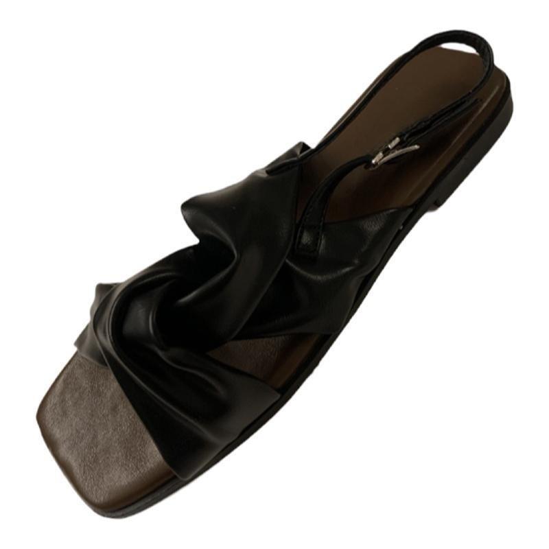 2025 New Retro Flat-bottomed Open-toed Sandals Women's Shoes Casual Summer Beach Soft-soled Skirt Shoes