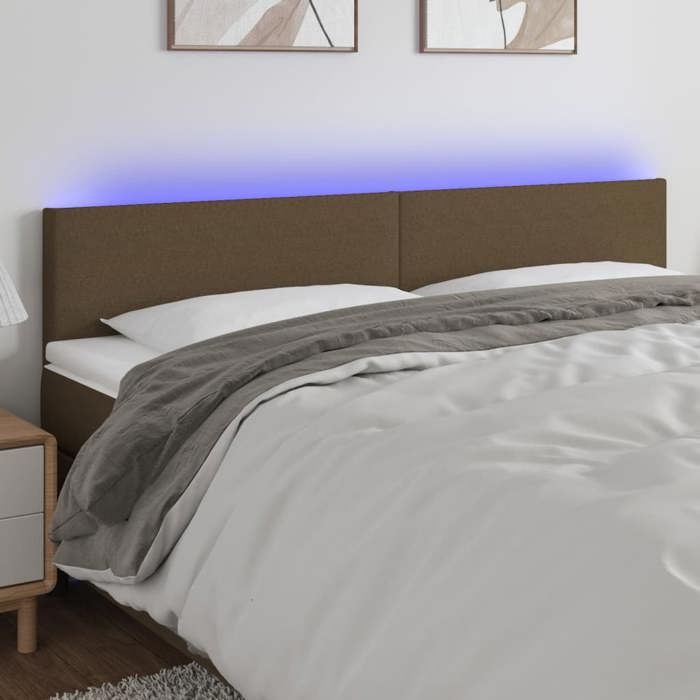 VidaXL Tête de Lit à LED Meuble de Chambre à Coucher Accessoire de Lit Double Tête de Cadre de Lit Intérieur Marron Foncé 3121349