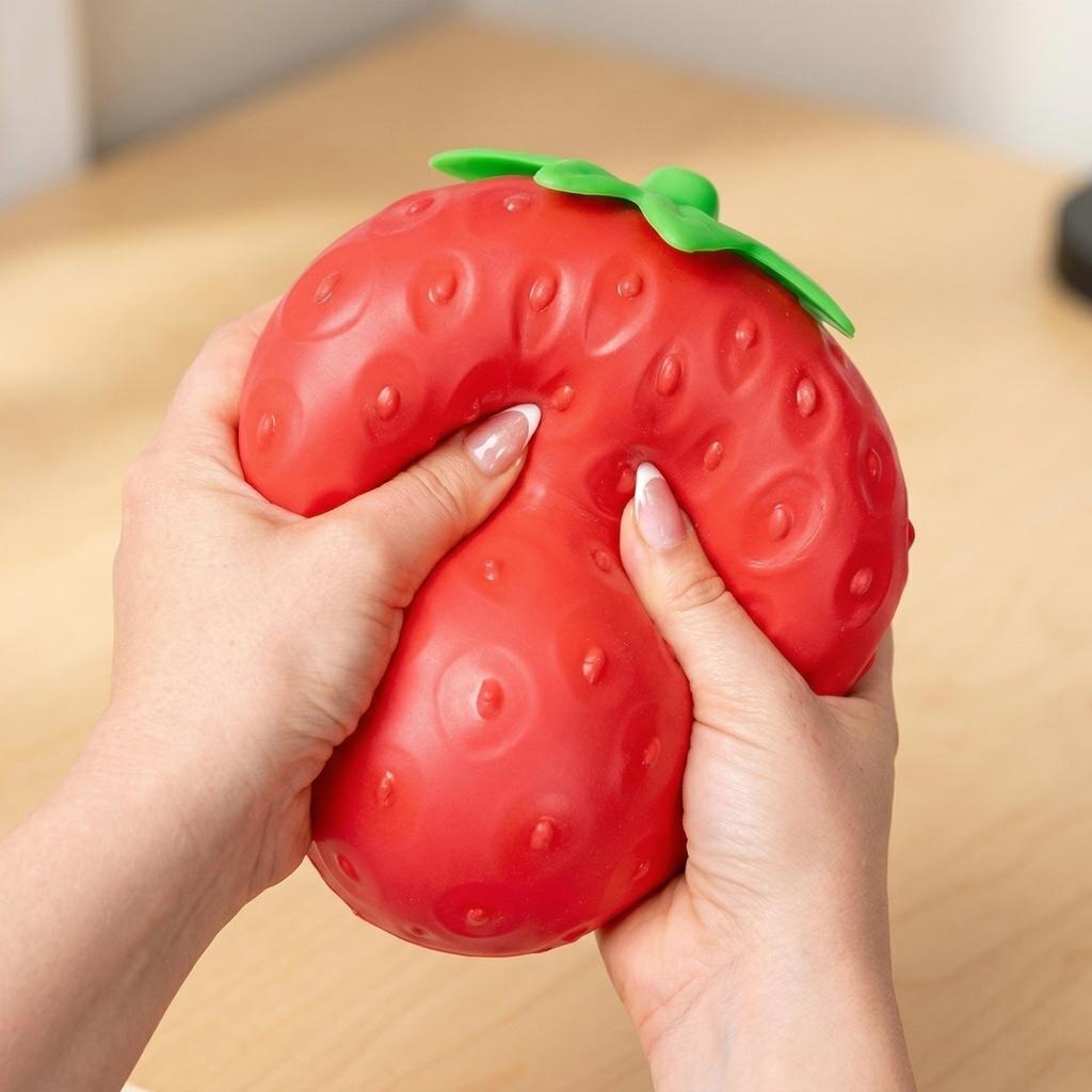 Oversized Soft Strawberry Shaped Stress Relief Ball Novelty Adult Gift Giant Toy for Office Home Decor Relaxation