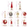 Soft Felt Cloth Santa Clause Reindeer Ornament with Wood Base Plush Wool Felt Christmas Figure Decoration For Tabletop