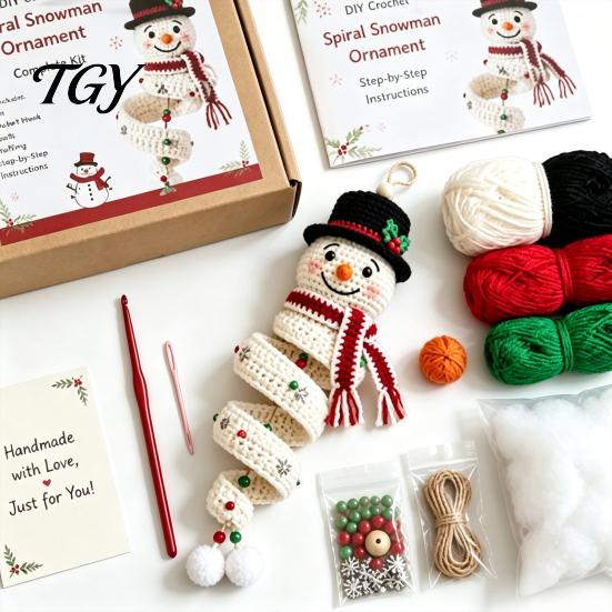 Decorazione Natalizia da Appendere Fai da Te Uncinetto Pupazzo di Neve Appendiporta Kit, Set Artigianale Festivo Fatto a Mano per Parete, Finestra, Festa di Capodanno Lavori a Maglia