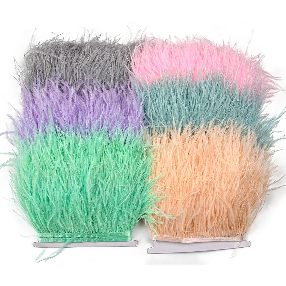 Feder1Meter Bunte Natürliche Straußenfedern Fransenbesatz 8-10CM 10-15CM Band Feder für Haare Kleidung Hochzeitsdekoration Nähbesatz