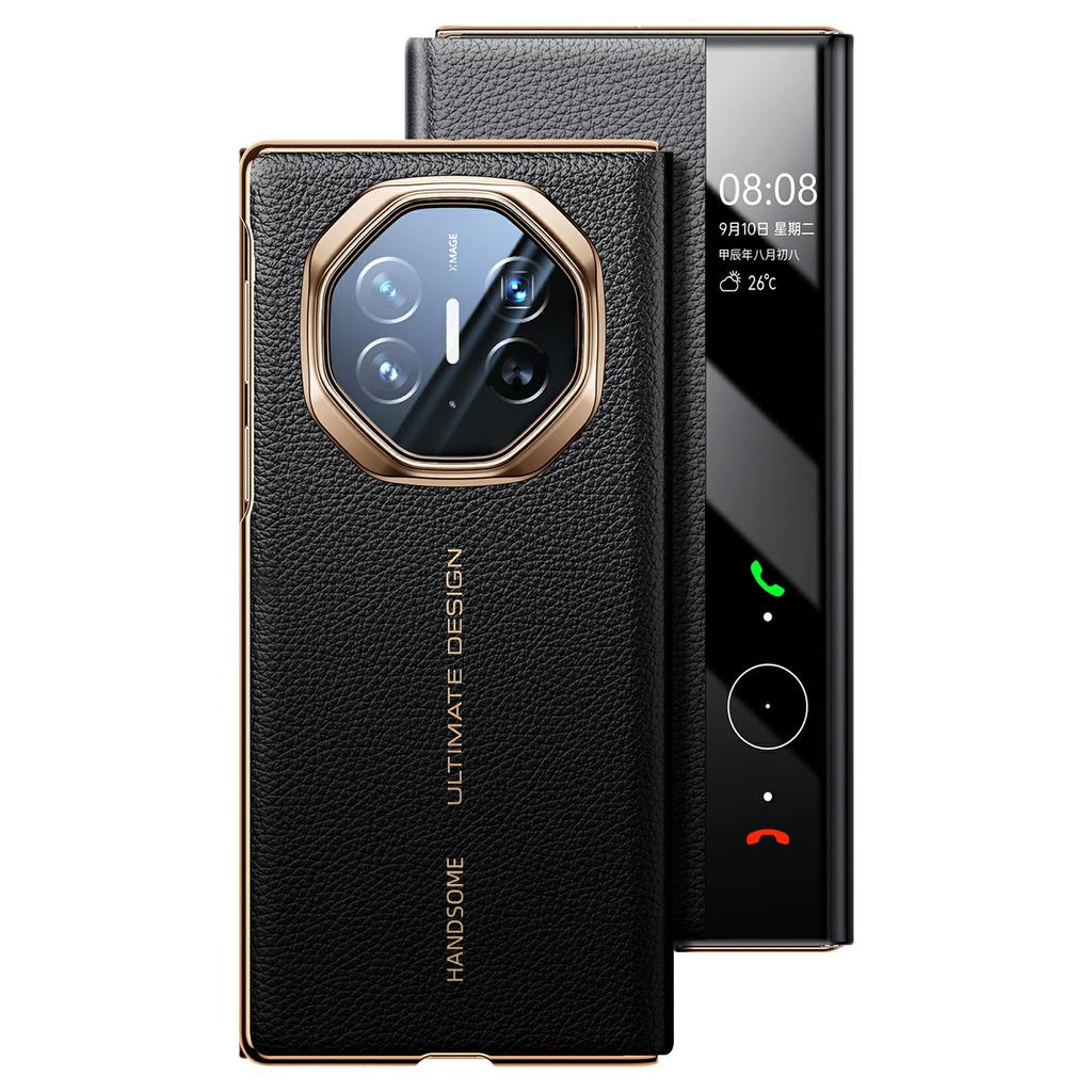 For Huawei Mate XT Ultimate Case View Window Genuine Cow Leather Smart Phone Cover