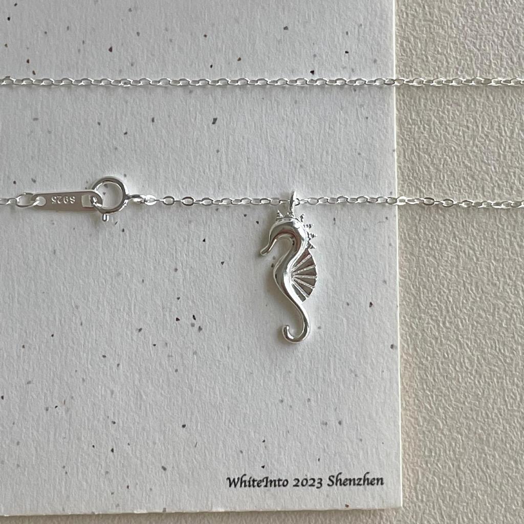 Korean White Copper Plated Seahorse Clavicle Chain Necklace