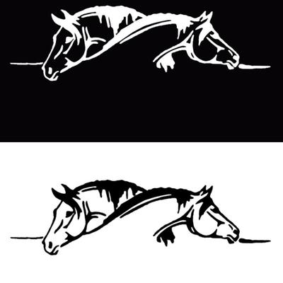 Creative Two Horses Animal Reflective Graphical Funny Car PET Sticker Decal
