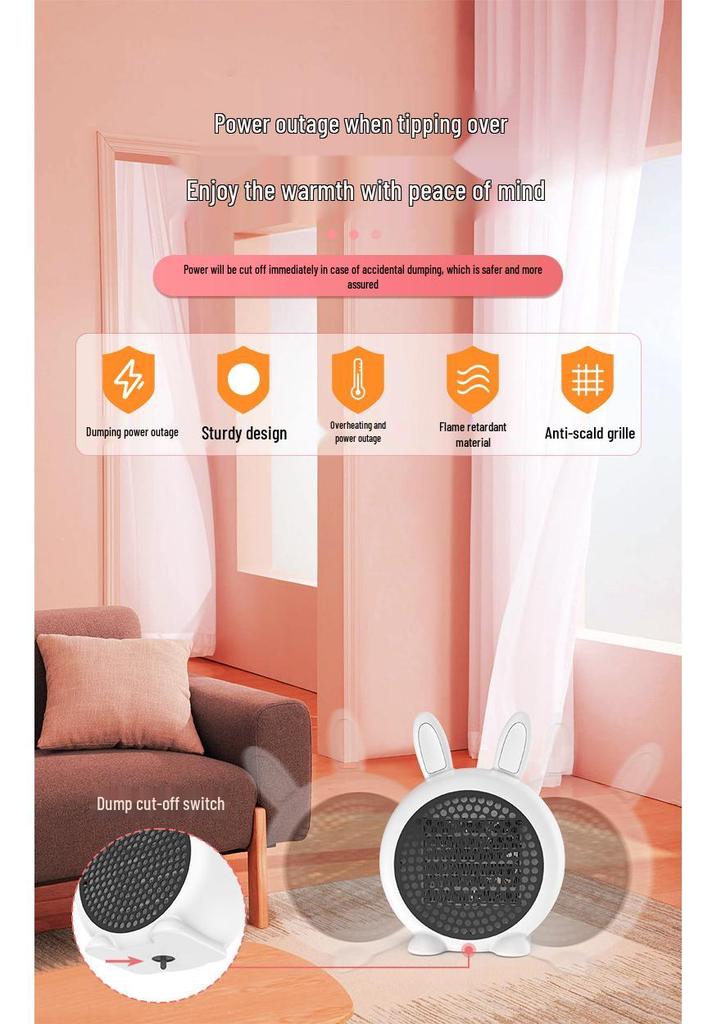 Little Rabbit Desktop Electric Heater—Compact, Fast-Heating Fan for Home Use