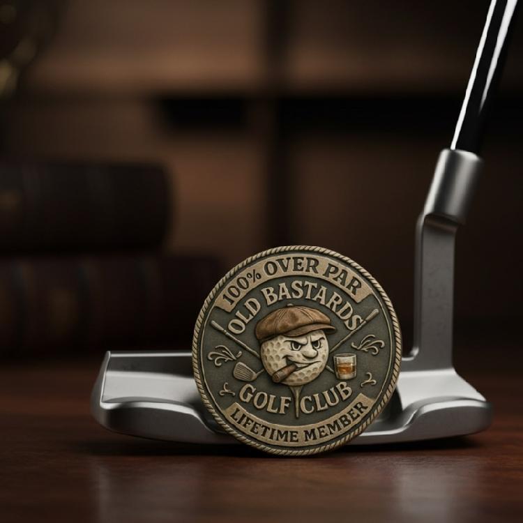 Over Par Old Bastards Golf Coin Humorous Golfer Gift,Novelty Golf Ball Marker Funny Golf Accessories for Men Women