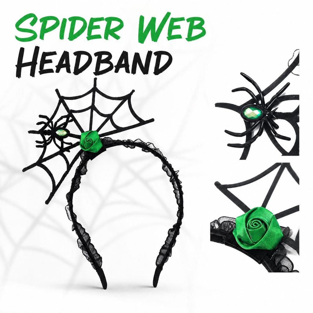 Halloween Lace Headband with Rose and Decorations for Women's Costume Party