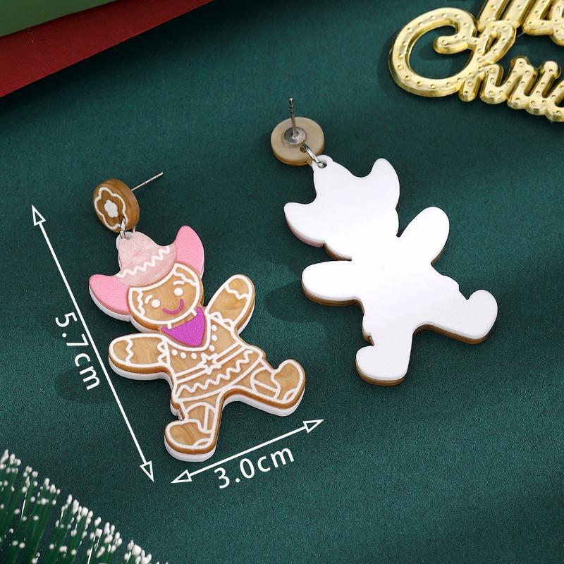 Personalized Jewelry Christmas Alloy Stud Earrings Christmas Hat Elk Point Diamond Christmas Tree Gingerbread Man Earrings