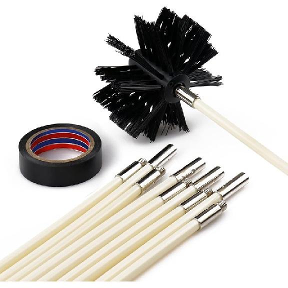 Dryer Vent Cleaner Kit, Lint Remover, Flexible Reusable Strong Nylon Rods Extends Up to 20 Feet, Lint Brush Head, Cleaning Duct Pipes, Use with or