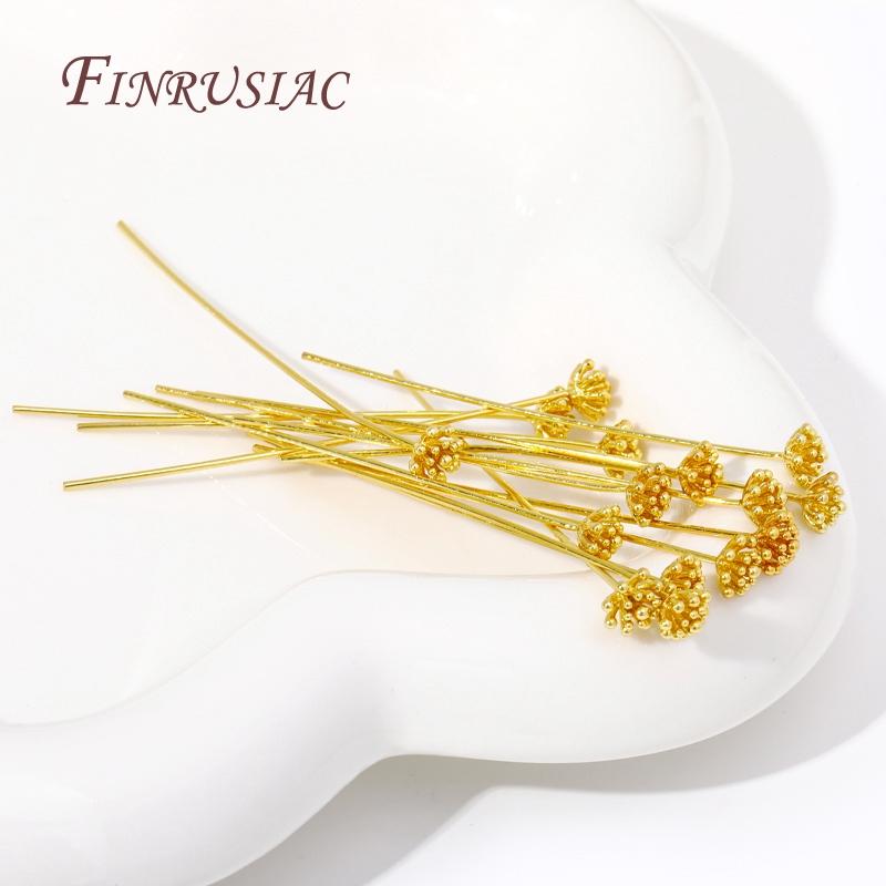 5/10Pcs 18K Gold Plated Flower Shaped Flat Pins For Beads,High Quality Pins For DIY Handmade Jewellery Making Accessories