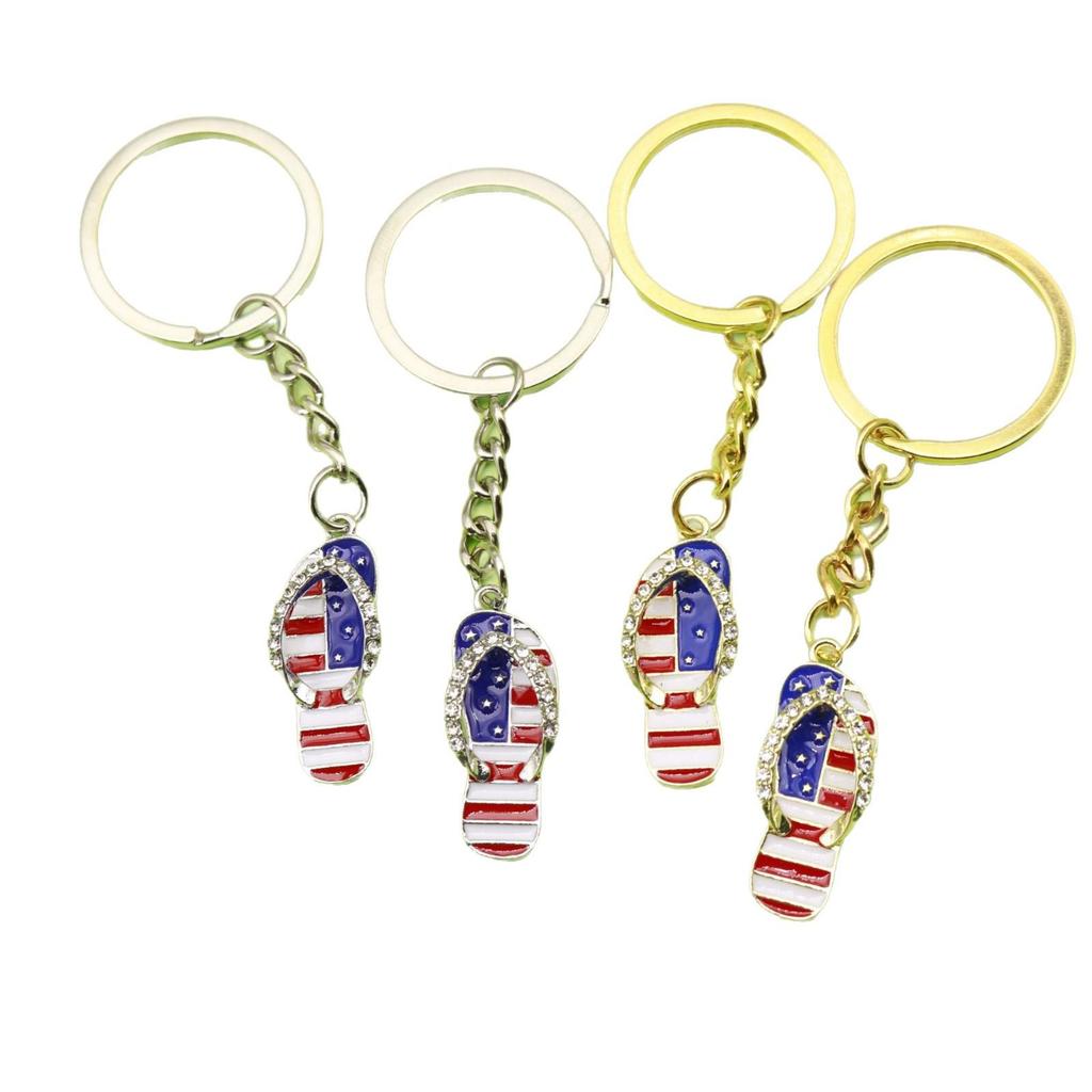 European American Independence Day Star & Flag Slipper Keychain