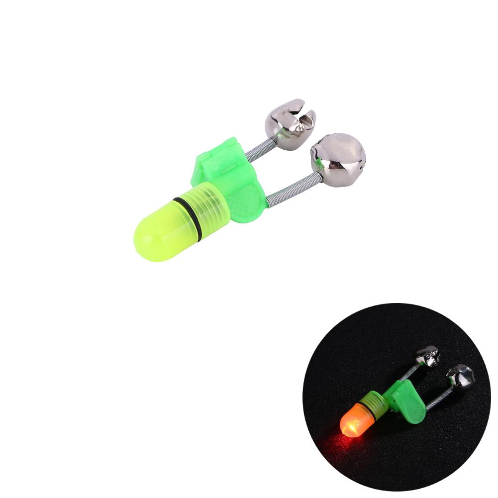 1-10pcs Night Fishing Rod Bite Bait Alarm Light with Twin Bells Ring Fishing Bite Alarm Indicator Carp Fishing Accessories