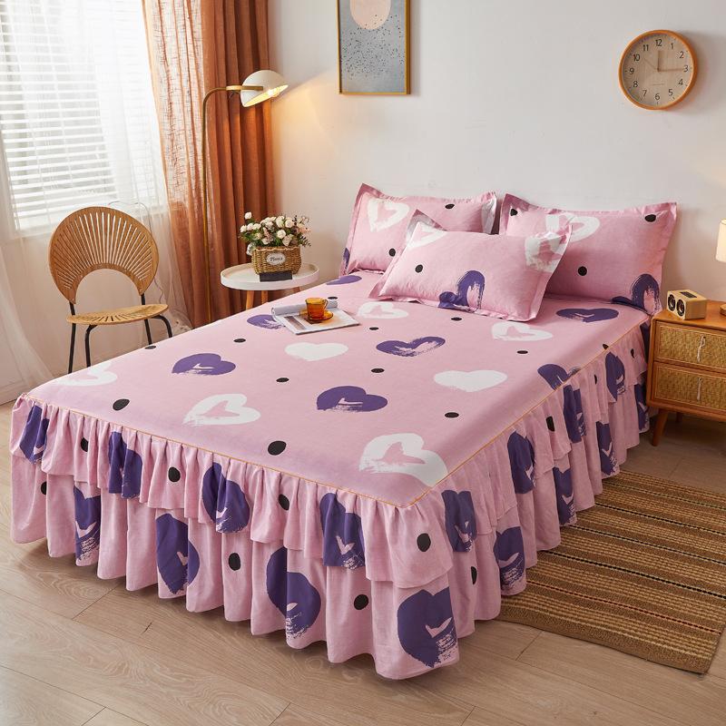 Comfortable, Relaxing, Breathable, Skin-friendly Three-piece Set: One Bed Skirt + Two Pillowcases (without Pillow Core)