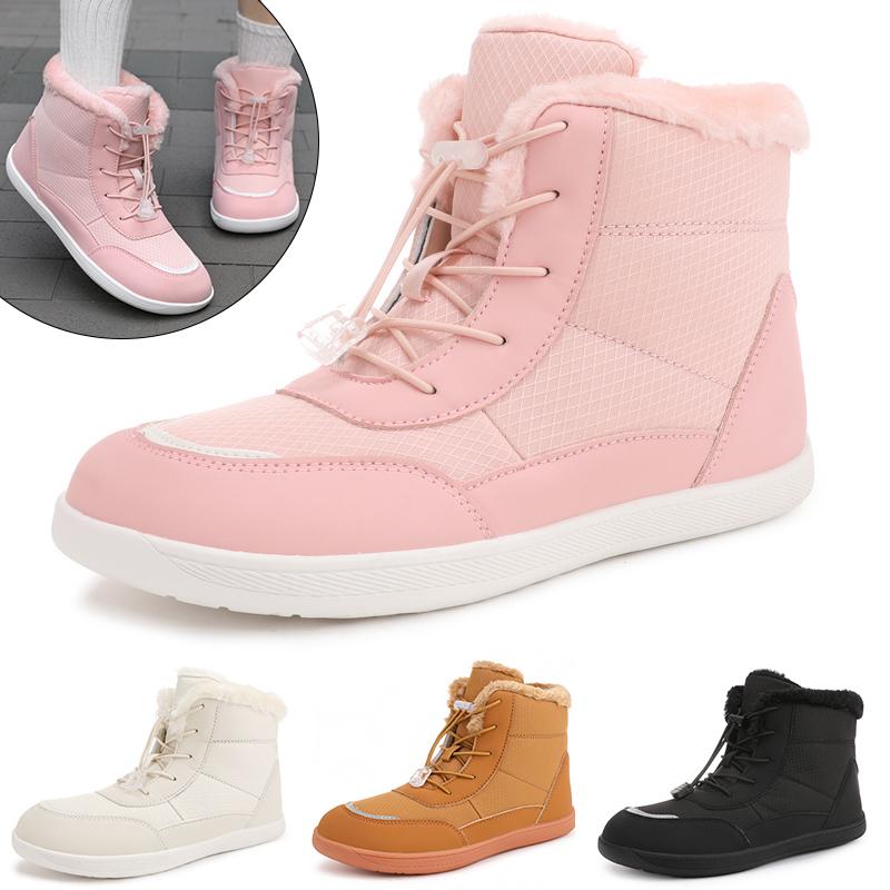 Nowe Damskie Zimowe Buty Botki Szeroki Nosek Śniegowce Damskie Boso Sneakersy Ciepłe Buty z Futra Outdoorowe Antypoślizgowe Buty Trekkingowe do Wędrówek