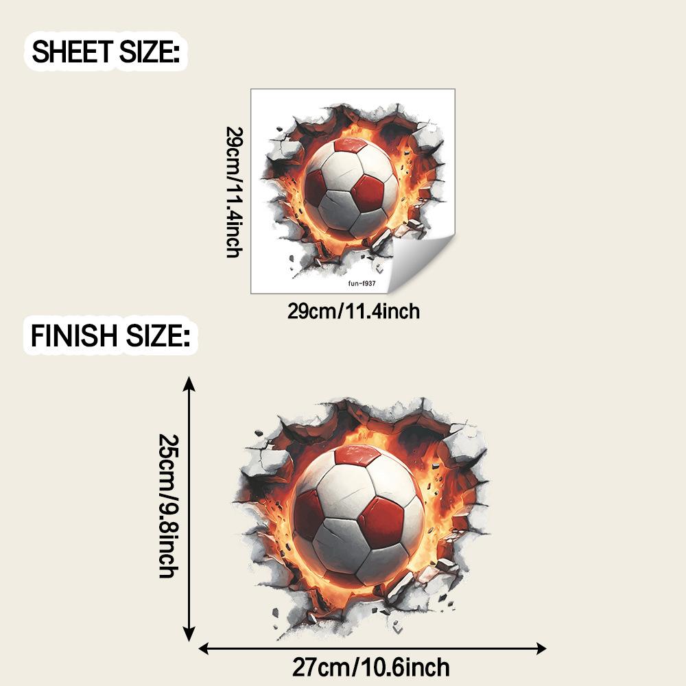 

Креативная пробивающая стену игра в футбол с пламенем, игровая комната для мальчиков, украшение и облагораживание спальни, наклейки на стену
