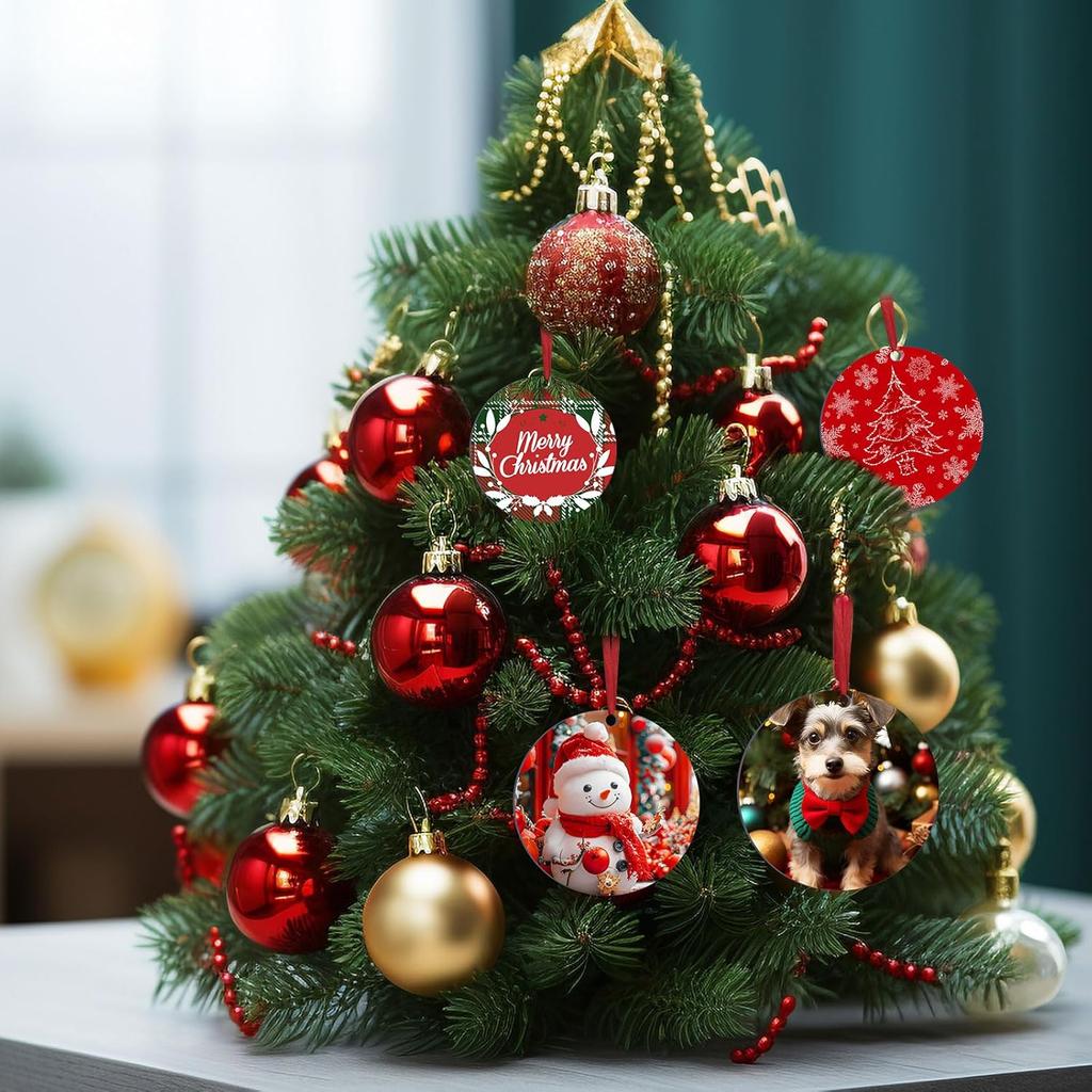 55Pcs 3 Inch Sublimation Ornament Blanks Bulk Round Ornaments MDF Double Side Sublimation Blanks Ornaments Products Keychains Heat Transfer for DIY