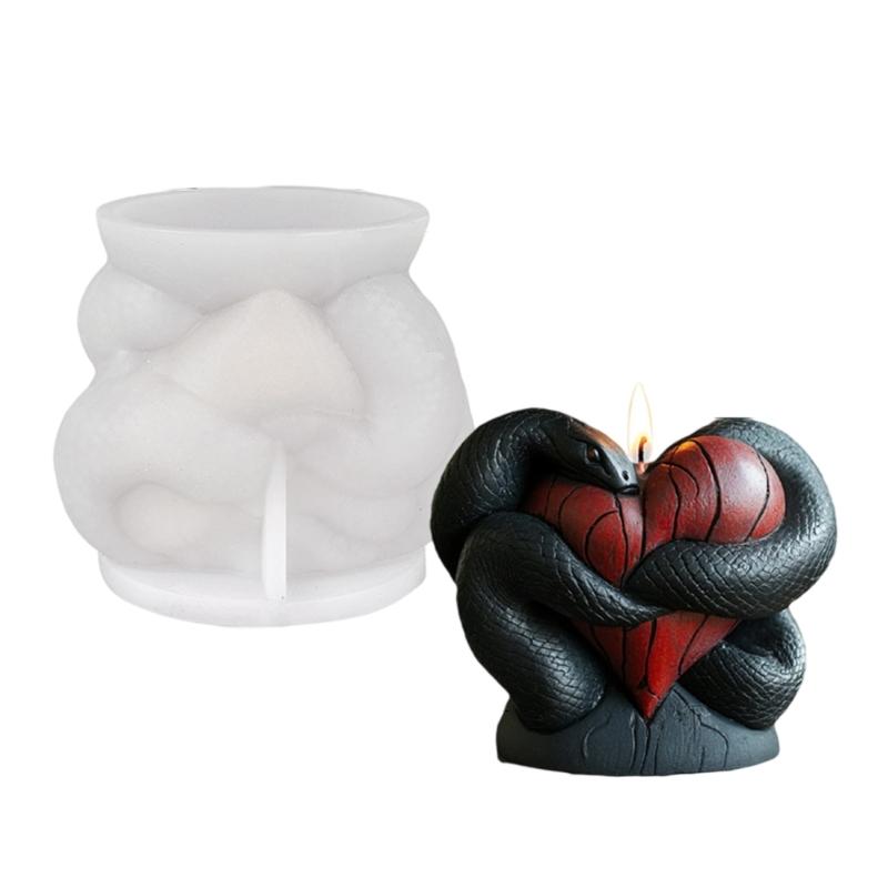 3D Snake Heart Candle Mould Silicone Molds Crafting Supplies Castings Molds Handmade Plasters Molds Easy Release