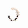 CHANEL Logo Metal Calfskin Rhinestone Earrings Women's Black/Gold