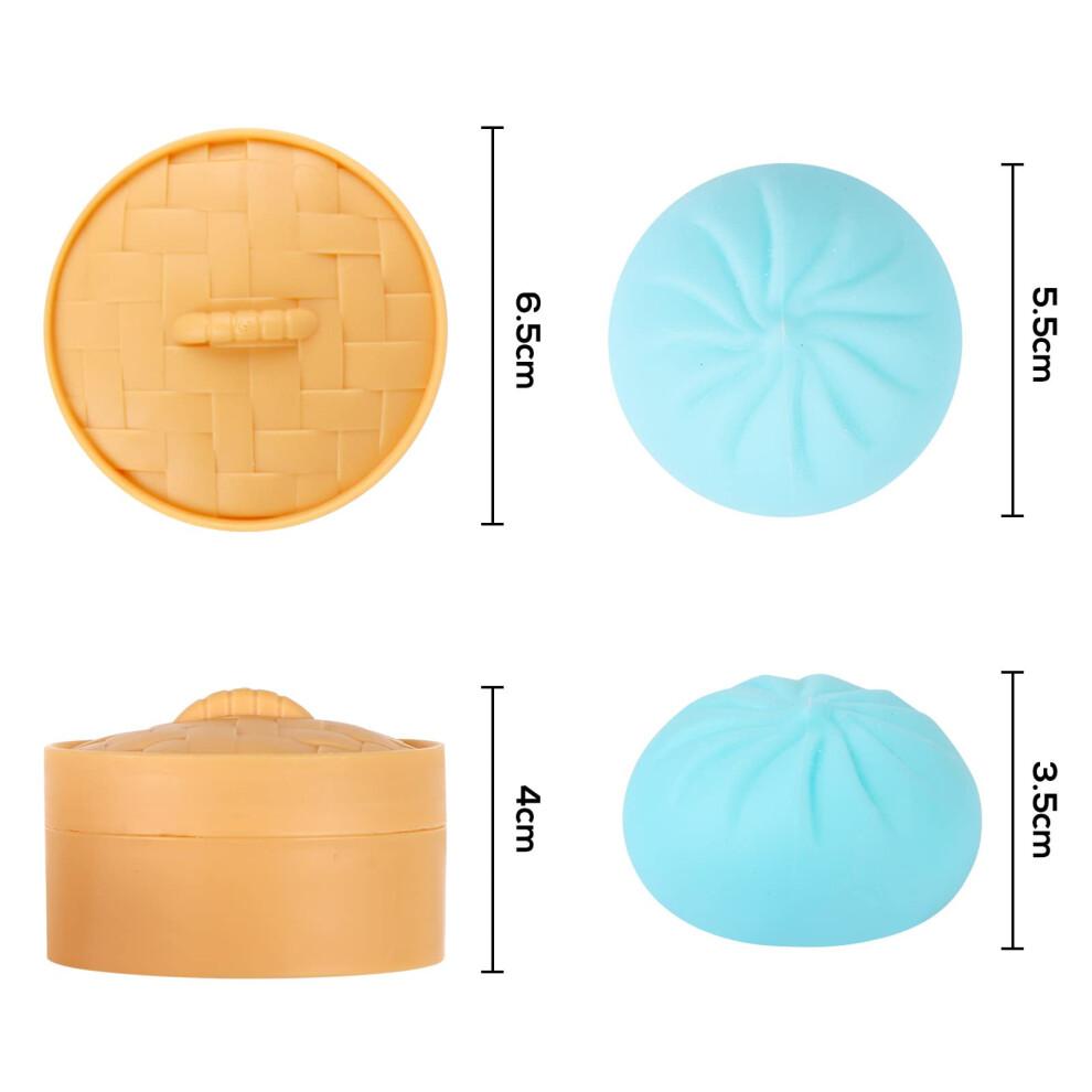 MEIEST 5 PCS Colorful Dumpling Stress Balls Fidget Sensory Toy,Squeeze Dough Ball Stress Relief Hand Toy,Bun with Food Steamer Stretchy Desk Toys