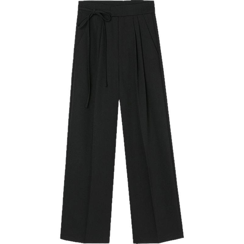 Straight Lace-up Suit Pants Women's Autumn Small High Waist Drape Wide-leg Pants New Trousers Casual Pants