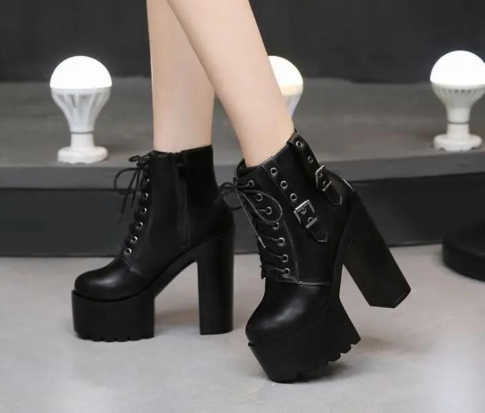 Europe and America Style Sexy High Heels 15 Cm Crude with Super High Heel Women's Boots Ankle Boots Classic Fashion Short Boots