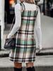 Chic Women's Plaid Suspender Skirt with Pockets – Casual Fashion for Spring and Autumn