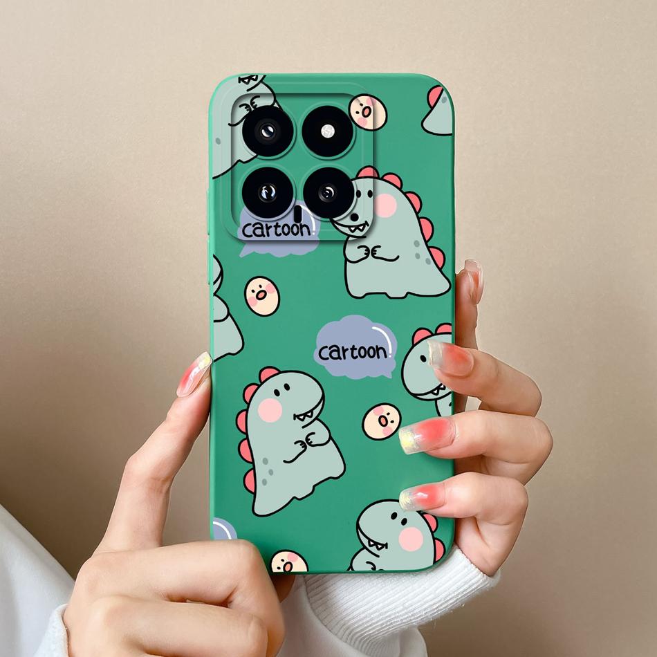Case For Xiaomi 14 Pro Cartoon Soft Smooth Liquid Silicone Full Protection Shockproof Bumper For Xiaomi14 14Pro Back Cover Capa