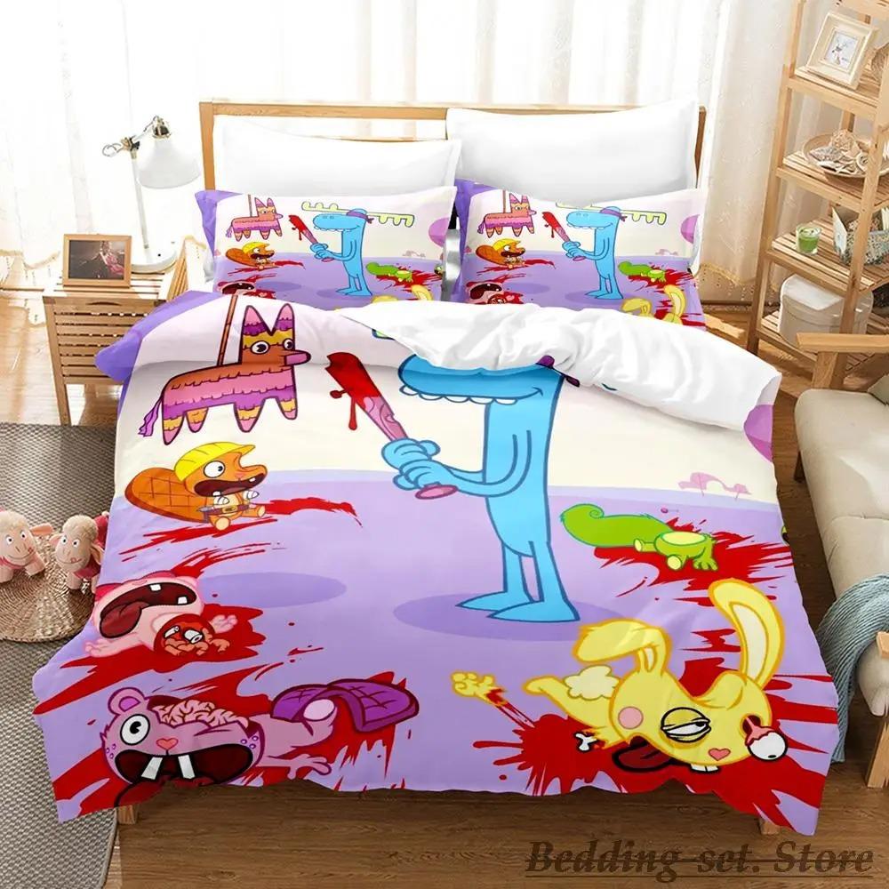 Happy Tree Friends Bedding Set Single Twin Full Queen King Size Bed Set Aldult Kid Bedroom Duvetcover Sets Anime